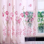 100*200cm Tulips Printing Tulle Curtains Sheer Drape Balcony Window Decoration Pink