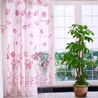 100*200cm Tulips Printing Tulle Curtains Sheer Drape Balcony Window Decoration Pink