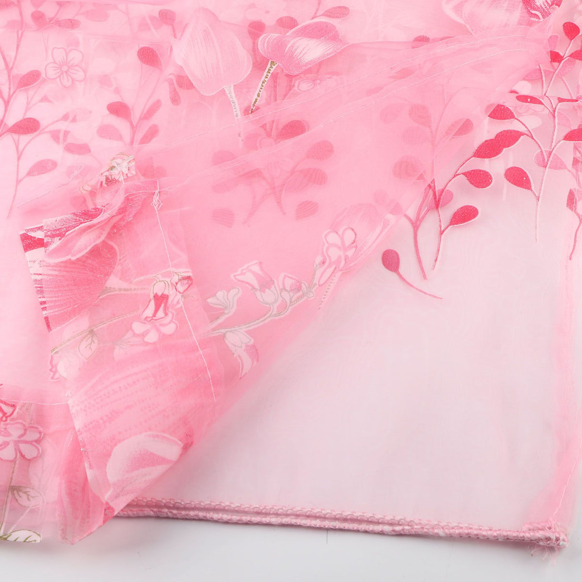 100*200cm Tulips Printing Tulle Curtains Sheer Drape Balcony Window Decoration Pink