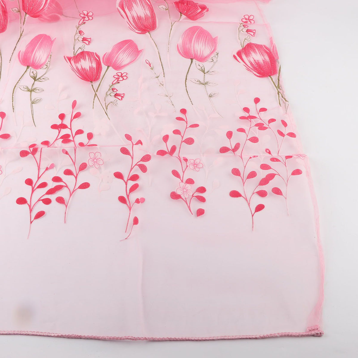 100*200cm Tulips Printing Tulle Curtains Sheer Drape Balcony Window Decoration Pink