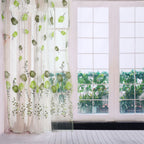 100*200cm Tulips Printing Tulle Curtains Sheer Drape Balcony Window Decoration Green