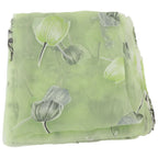 100*200cm Tulips Printing Tulle Curtains Sheer Drape Balcony Window Decoration Green