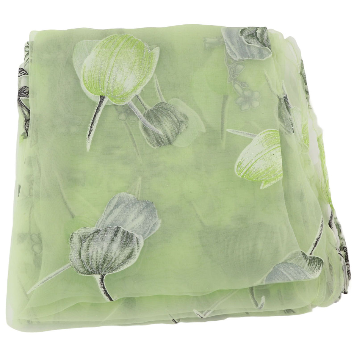 100*200cm Tulips Printing Tulle Curtains Sheer Drape Balcony Window Decoration Green