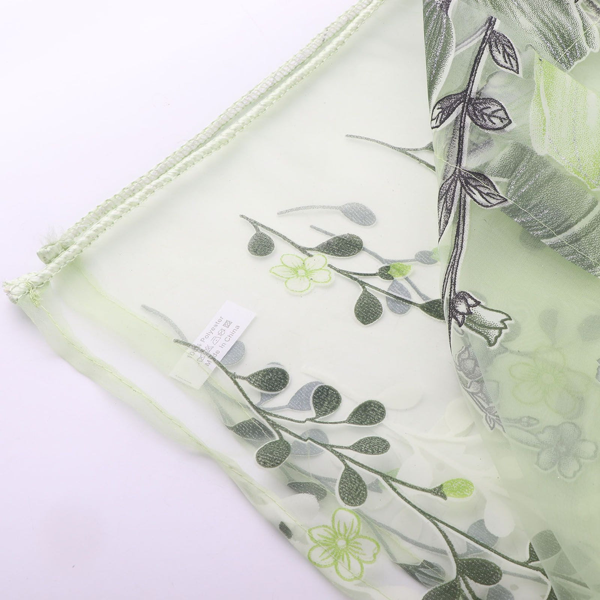 100*200cm Tulips Printing Tulle Curtains Sheer Drape Balcony Window Decoration Green