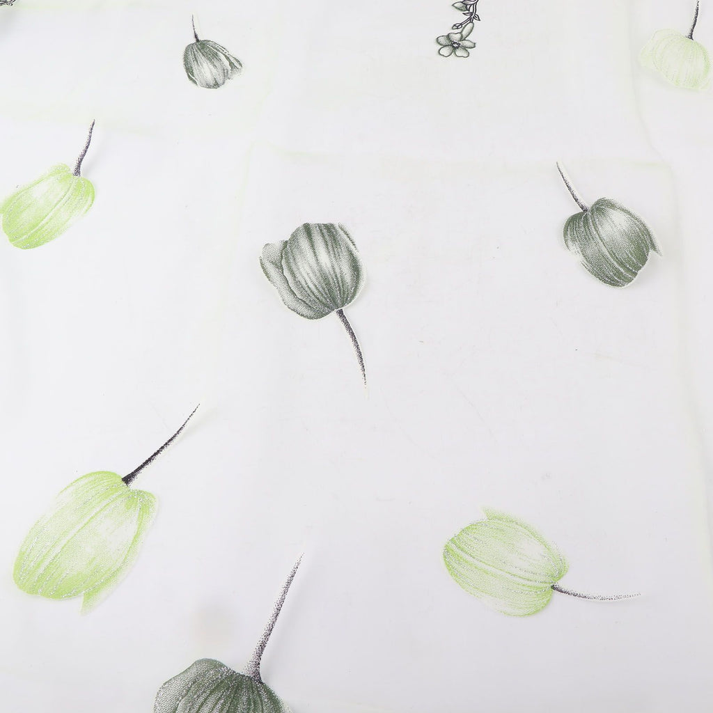 100*200cm Tulips Printing Tulle Curtains Sheer Drape Balcony Window Decoration Green