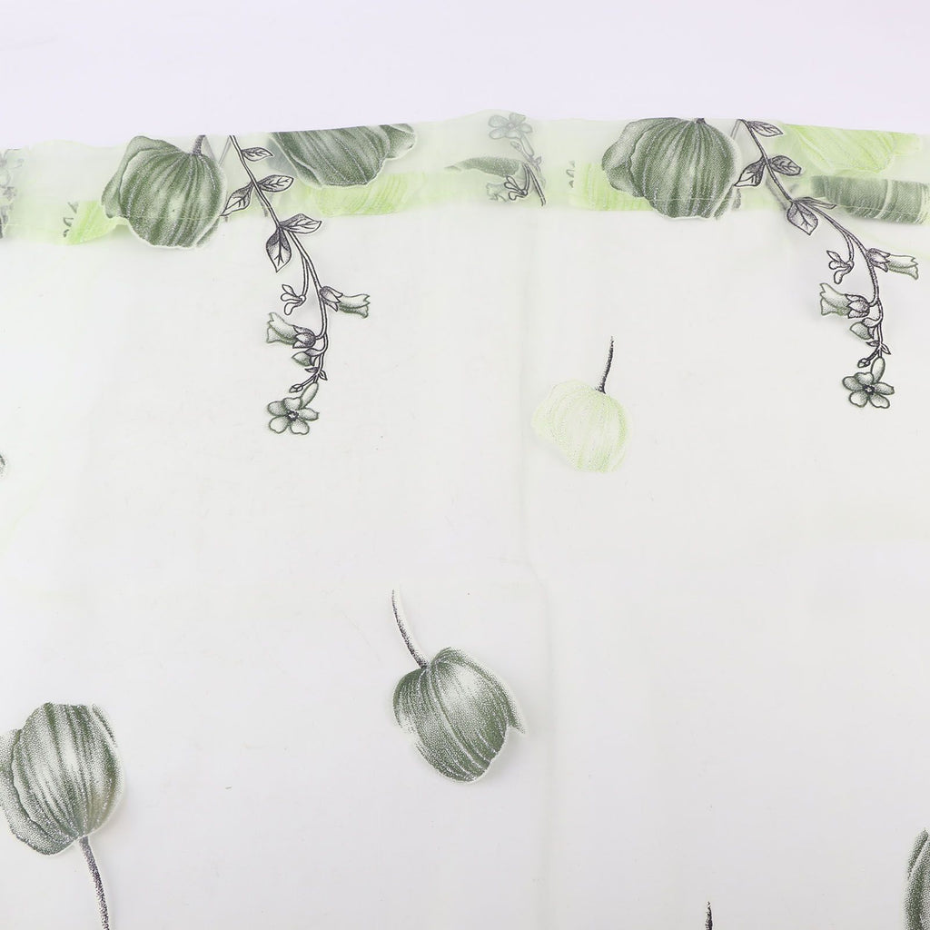 100*200cm Tulips Printing Tulle Curtains Sheer Drape Balcony Window Decoration Green