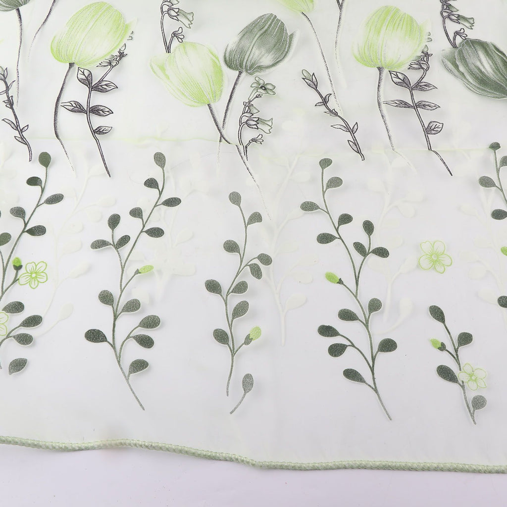 100*200cm Tulips Printing Tulle Curtains Sheer Drape Balcony Window Decoration Green