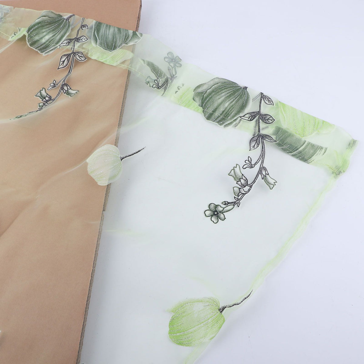 100*200cm Tulips Printing Tulle Curtains Sheer Drape Balcony Window Decoration Green