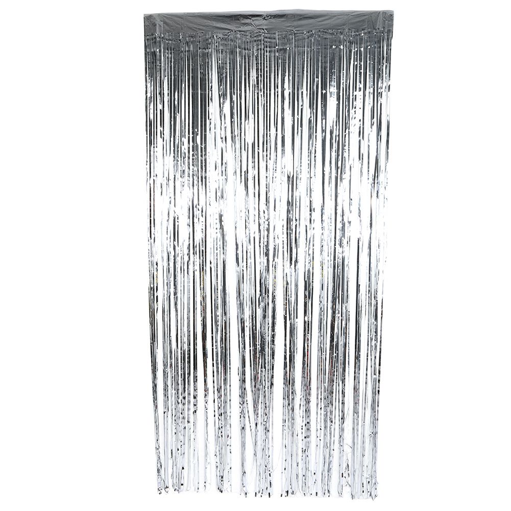 Birthday Wedding Party Reusable Fringe Curtain Doorway Room Hanging Decoration Silver 200cm