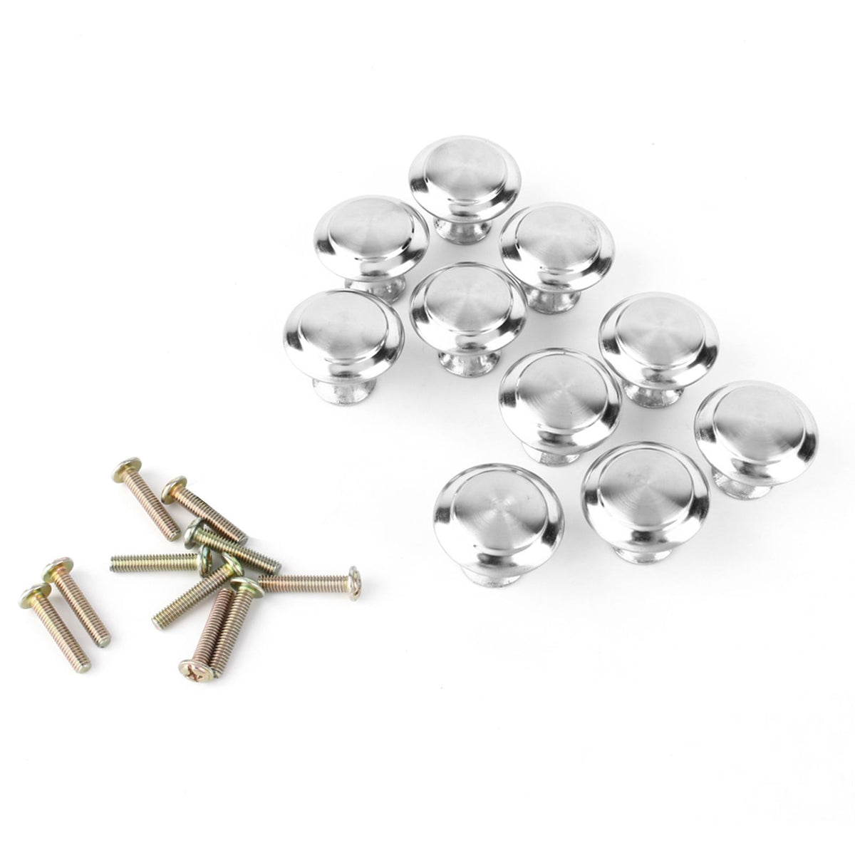 10Pcs Round Stainless Steel Cabinet Knobs Drawer Handles Cupboard Accessories