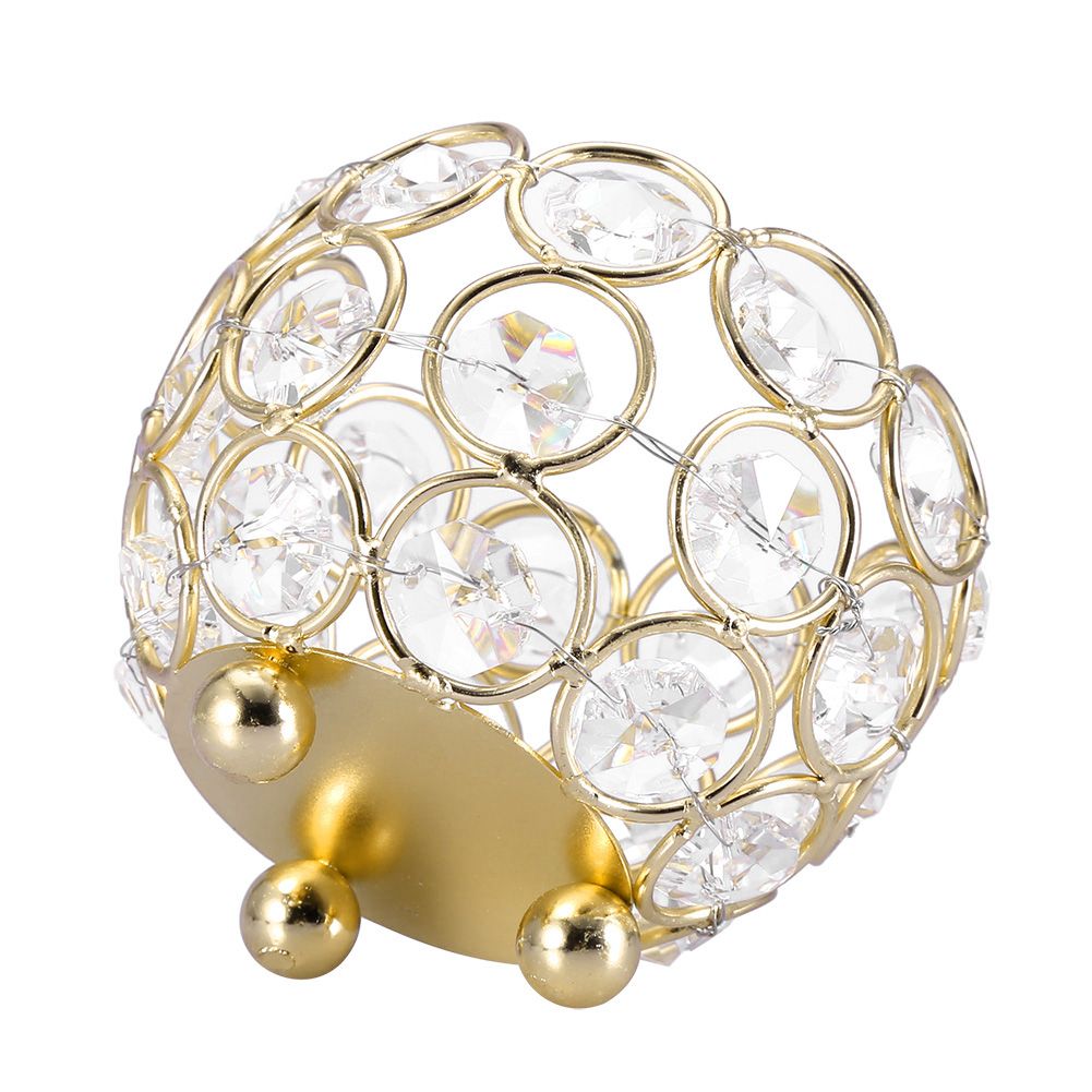 Crystal Tea Light Candle Holders Wedding Decor Table Centerpieces (Gold Diameter 8cm)