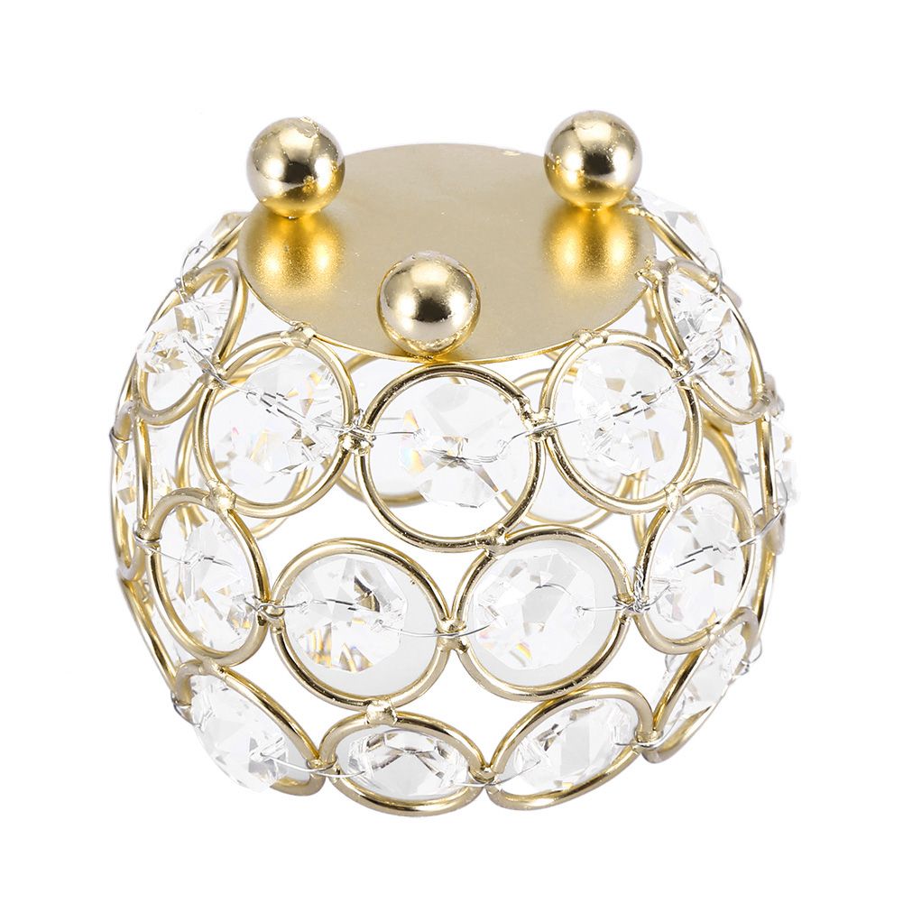 Crystal Tea Light Candle Holders Wedding Decor Table Centerpieces (Gold Diameter 8cm)