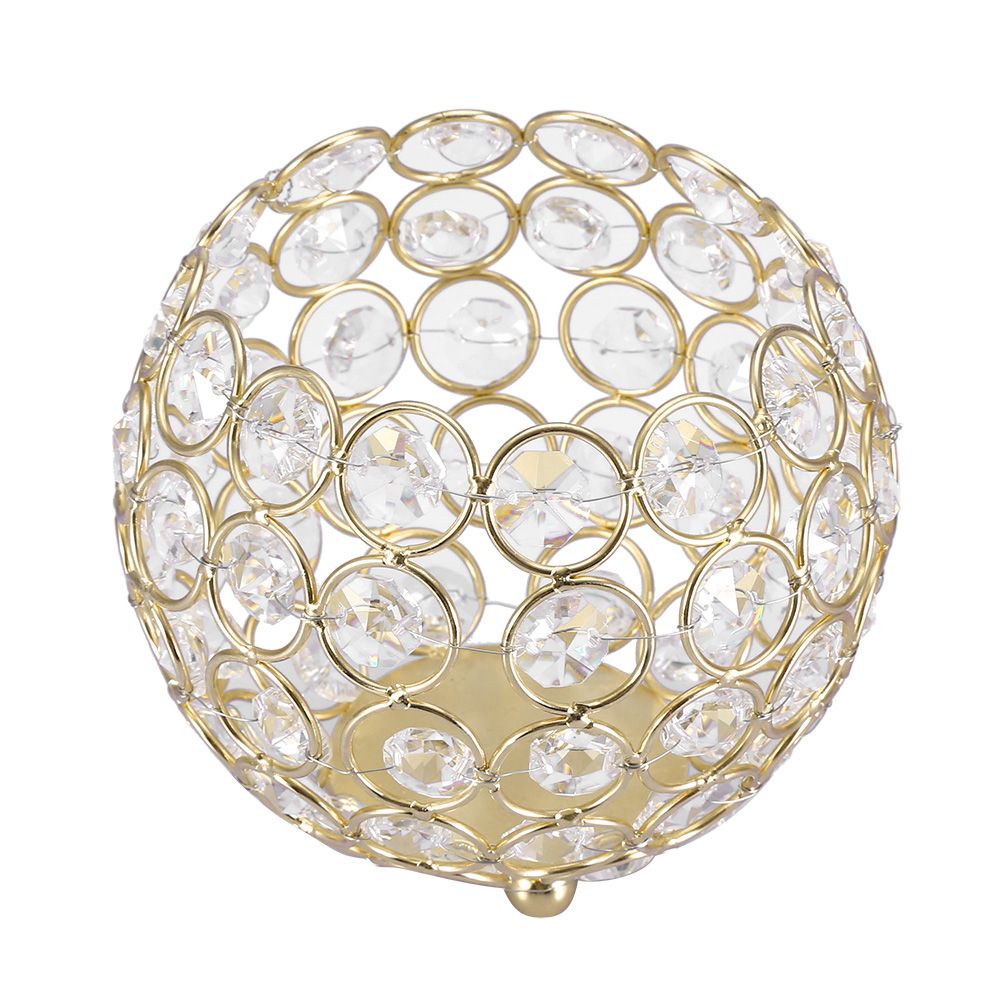 Crystal Tea Light Candle Holders Wedding Decor Table Centerpieces (Gold Diameter 12cm)