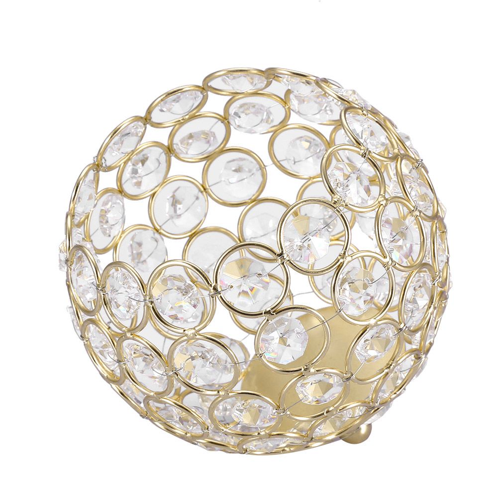 Crystal Tea Light Candle Holders Wedding Decor Table Centerpieces (Gold Diameter 12cm)