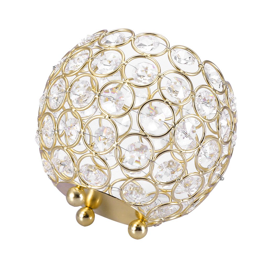 Crystal Tea Light Candle Holders Wedding Decor Table Centerpieces (Gold Diameter 12cm)