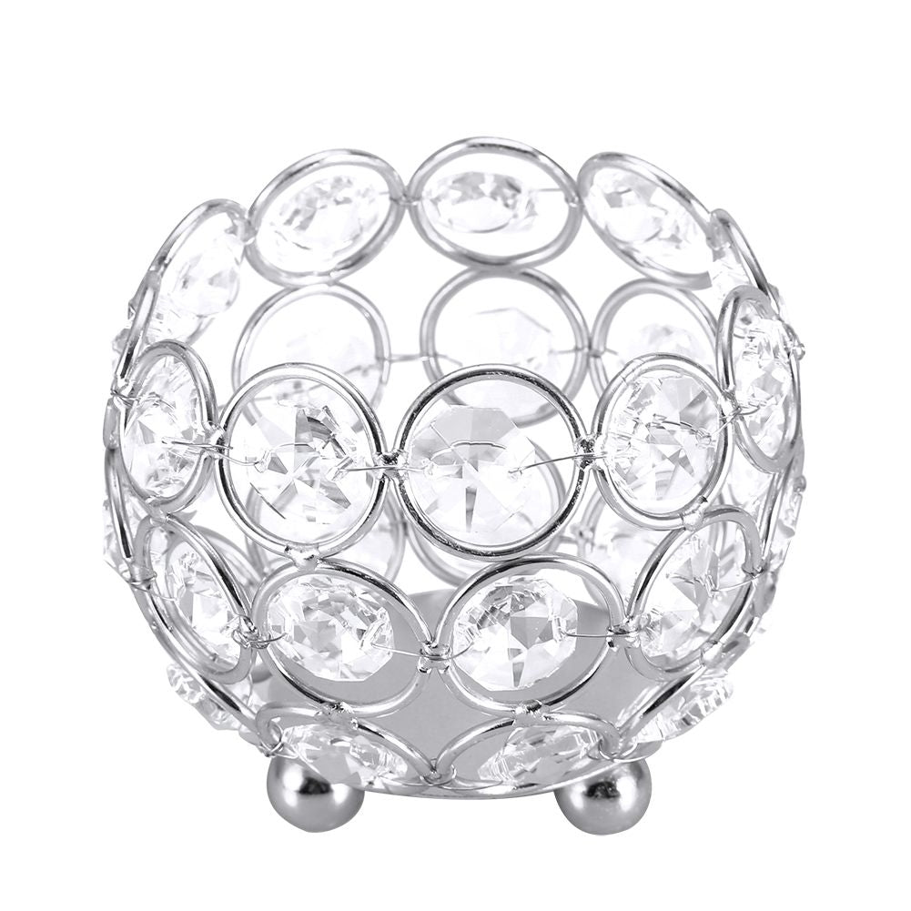 Crystal Tea Light Candle Holders Wedding Decor Table Centerpieces (Silver Diameter 8cm)