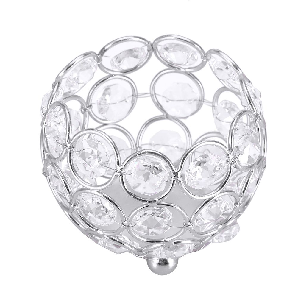 Crystal Tea Light Candle Holders Wedding Decor Table Centerpieces (Silver Diameter 8cm)