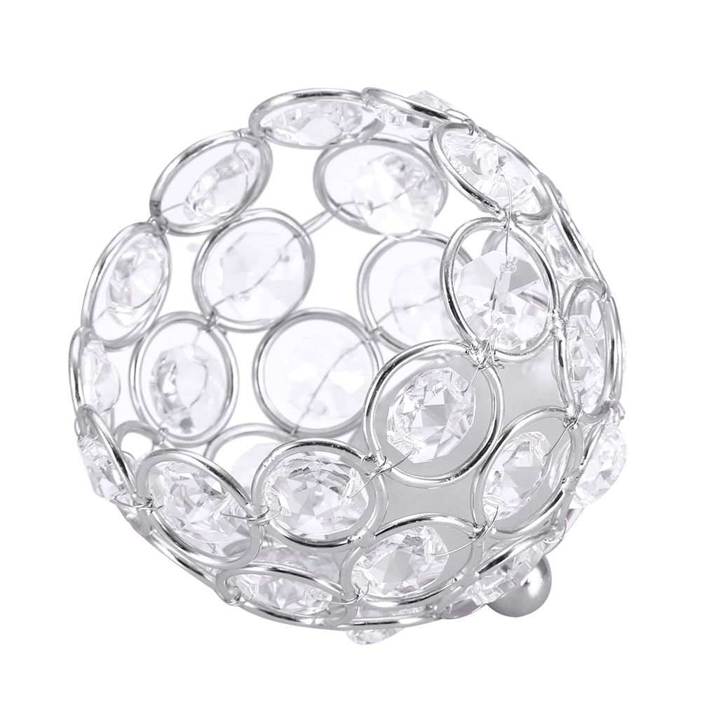 Crystal Tea Light Candle Holders Wedding Decor Table Centerpieces (Silver Diameter 8cm)