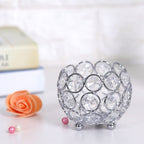 Crystal Tea Light Candle Holders Wedding Decor Table Centerpieces (Silver Diameter 8cm)