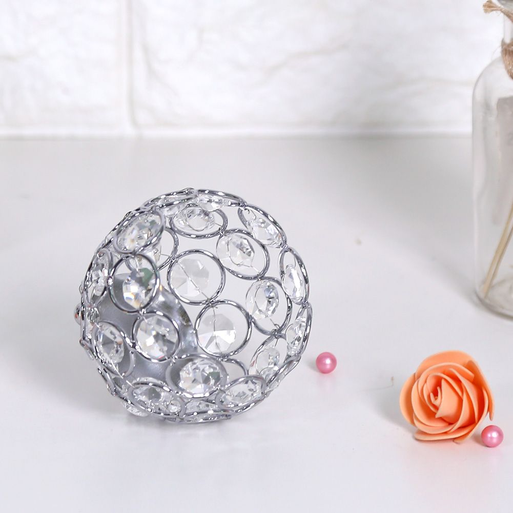 Crystal Tea Light Candle Holders Wedding Decor Table Centerpieces (Silver Diameter 8cm)