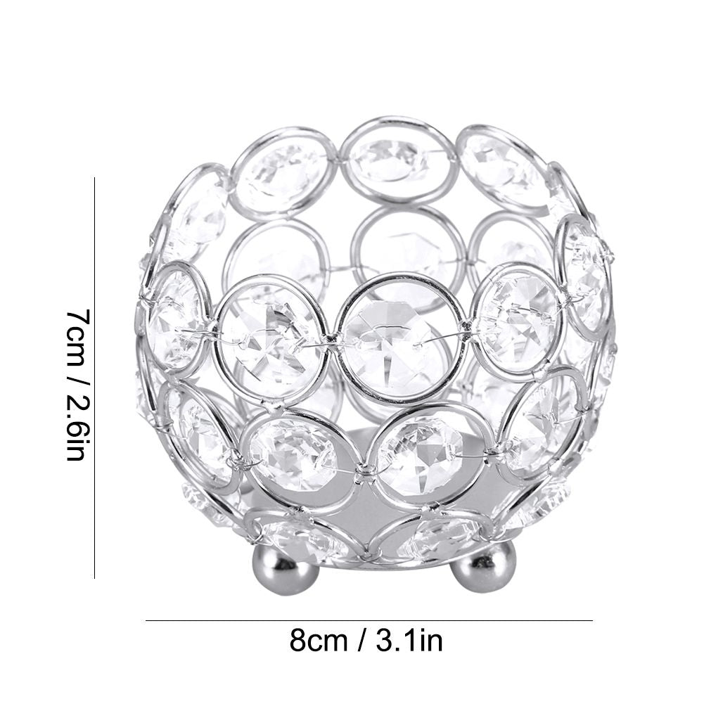 Crystal Tea Light Candle Holders Wedding Decor Table Centerpieces (Silver Diameter 8cm)