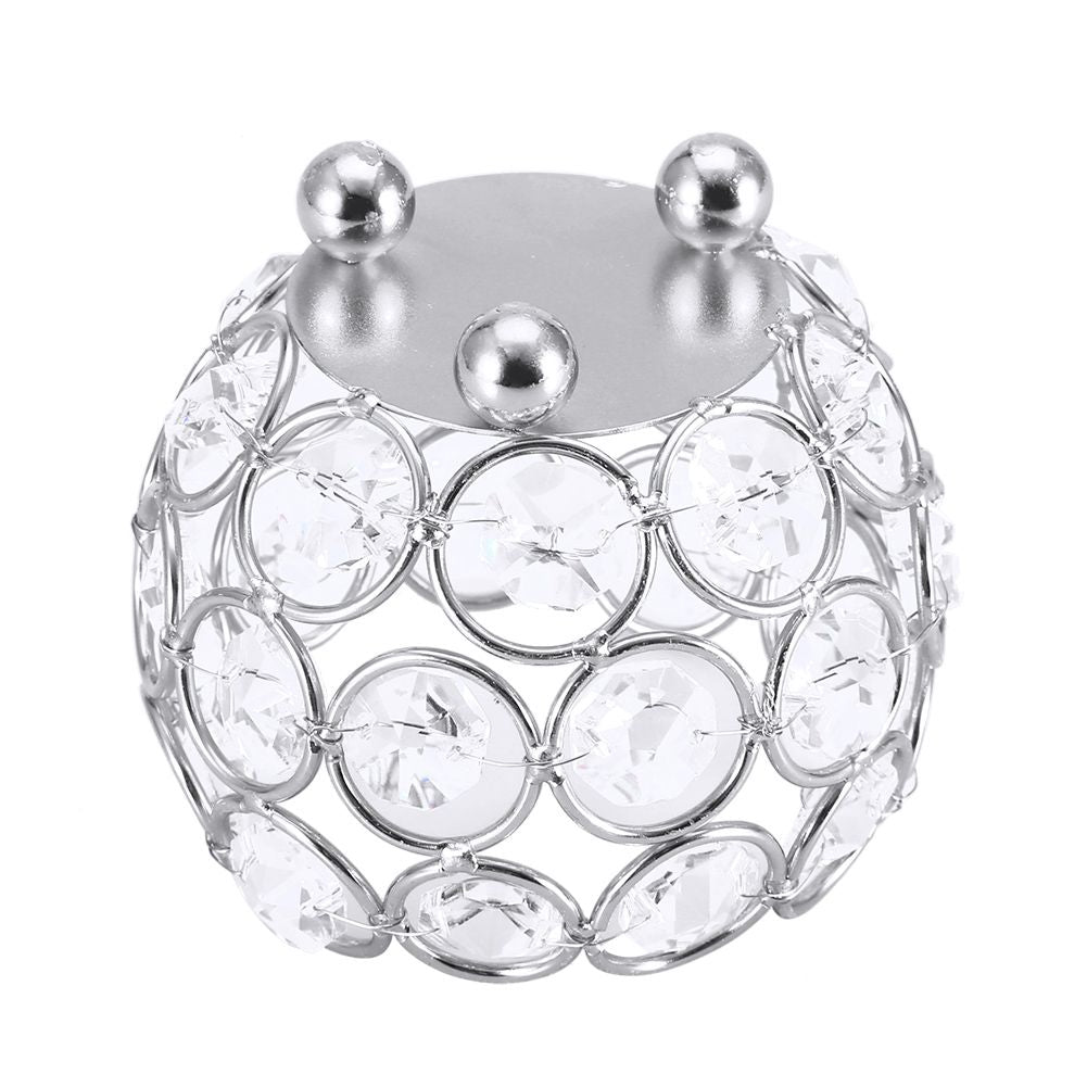 Crystal Tea Light Candle Holders Wedding Decor Table Centerpieces (Silver Diameter 8cm)