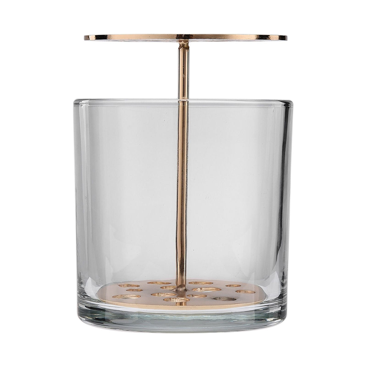 Cylindrical Transparent Hydroponic Vase Brass Plating Glass Vase for Flowers Single Flowers Artificial Flowers