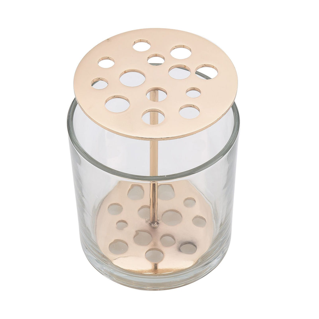 Cylindrical Transparent Hydroponic Vase Brass Plating Glass Vase for Flowers Single Flowers Artificial Flowers