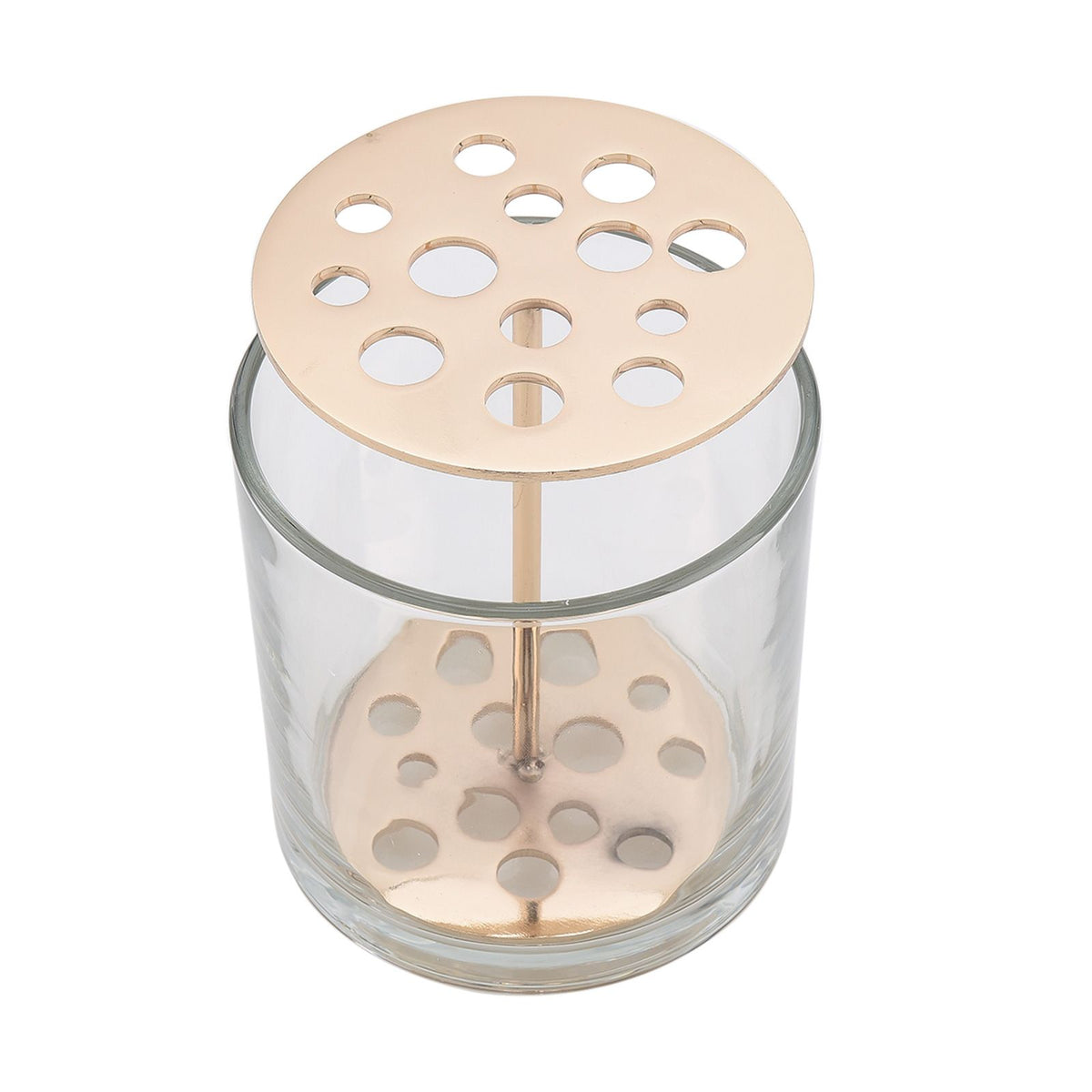 Cylindrical Transparent Hydroponic Vase Brass Plating Glass Vase for Flowers Single Flowers Artificial Flowers
