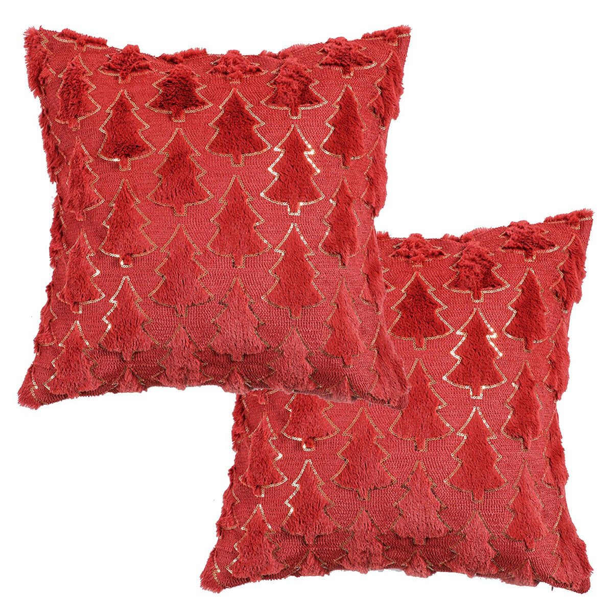 2pcs Throw Pillow Cover Xmas Decorative Plush Cushion Cover 40x40cm Bedside Throw Pillow Case for Holiday Living Room Bedroom Decor