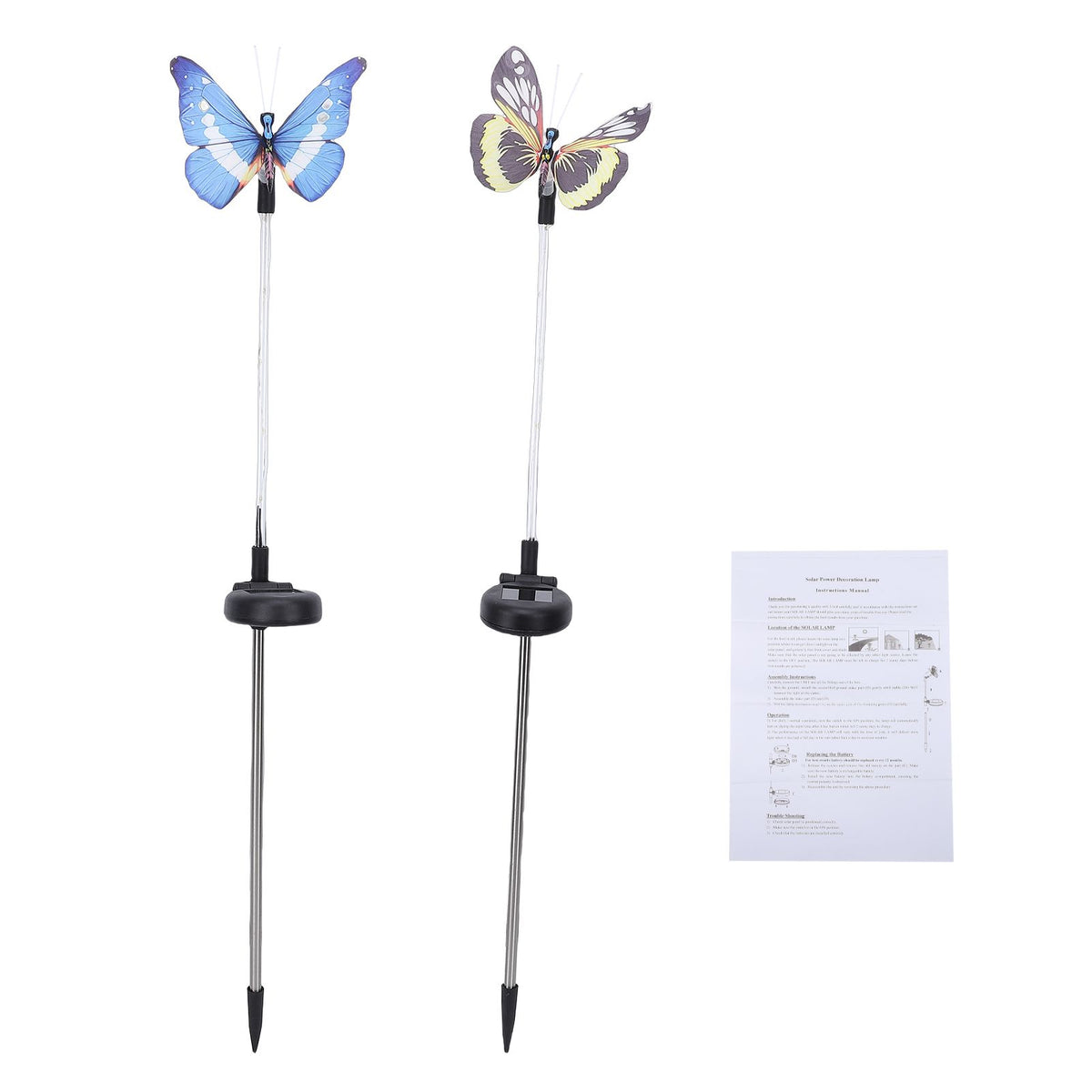2 Pack Solar Lights LED Lawn Lights RGB Color Changing Outdoor Rainproof ABS Solar Powered Butterfly Decorative Landscape Lighting for Yard Patio Lawn Pathway