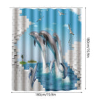 180x180cm Beautiful Print Shower Curtain Polyester Waterproof Bathroom Bath Curtain AccessoryDolphin