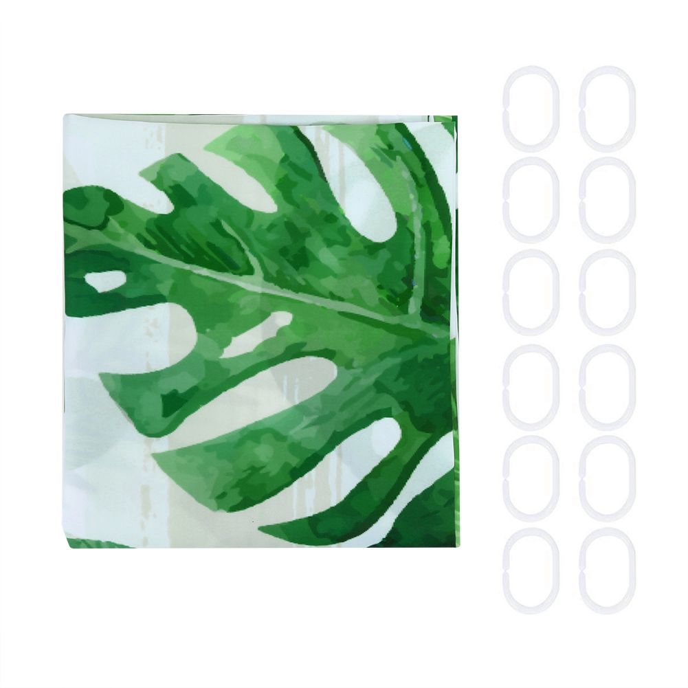 Unique Plant Leaves Pattern Shower Curtain Waterproof Mildew Proof Bathroom Curtain Decoration150x180cm