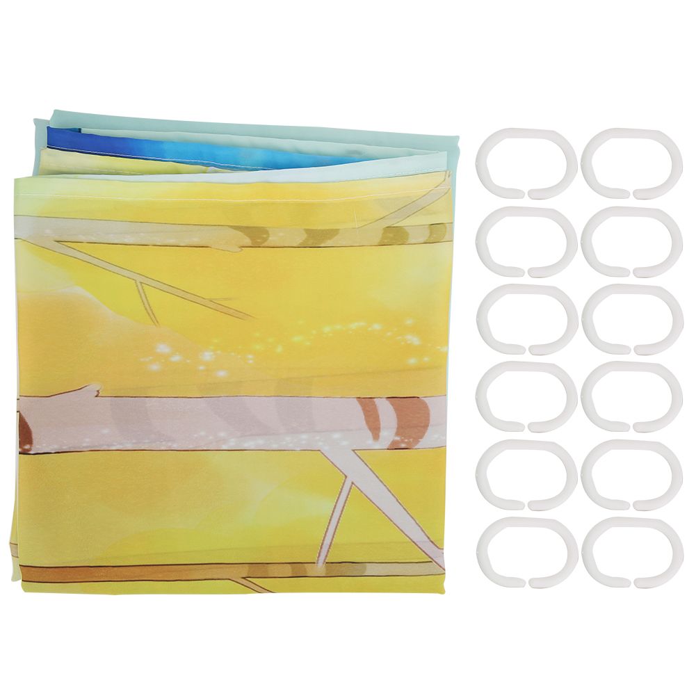 Small Tree Pattern Waterproof Mildew Proof Shower Curtain with Hooks Bathroom Decor150x180cm