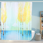 Small Tree Pattern Waterproof Mildew Proof Shower Curtain with Hooks Bathroom Decor150x180cm