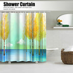 Small Tree Pattern Waterproof Mildew Proof Shower Curtain with Hooks Bathroom Decor150x180cm