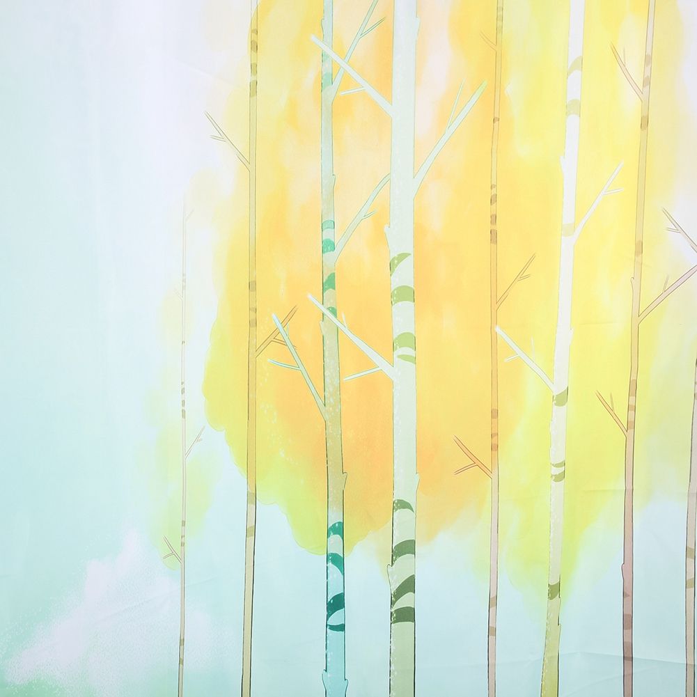 Small Tree Pattern Waterproof Mildew Proof Shower Curtain with Hooks Bathroom Decor150x180cm