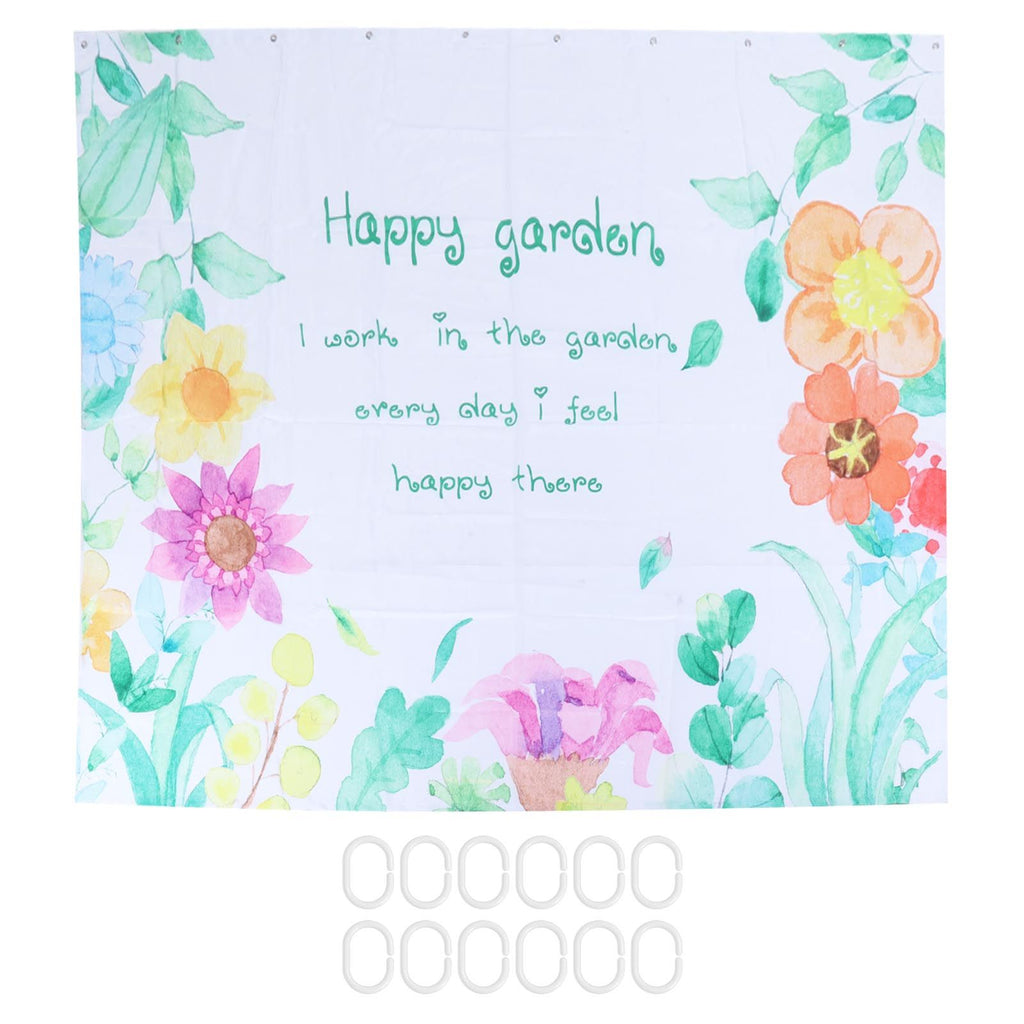 Floral Pattern Shower Curtain Summer Polyester Waterproof Curtain Bathroom Home Decoration5.9x5.9ft
