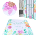 Floral Pattern Shower Curtain Summer Polyester Waterproof Curtain Bathroom Home Decoration5.9x5.9ft
