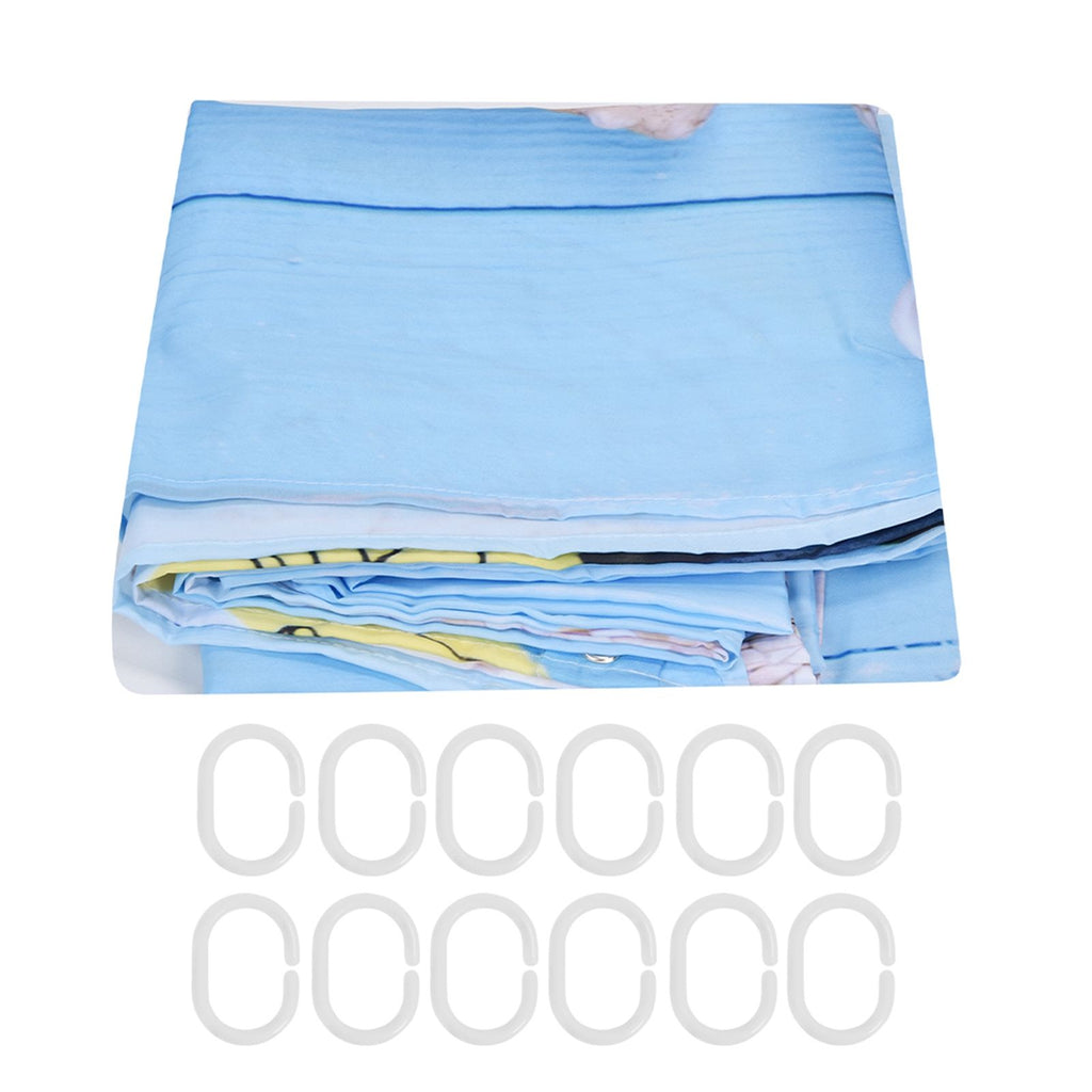 Beach Pattern Shower Curtain Waterproof Polyester Bathroom Curtain with Hooks for Home Bathroom180x200cm