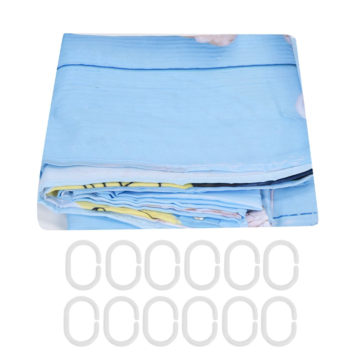 Beach Pattern Shower Curtain Waterproof Polyester Bathroom Curtain with Hooks for Home Bathroom180x200cm