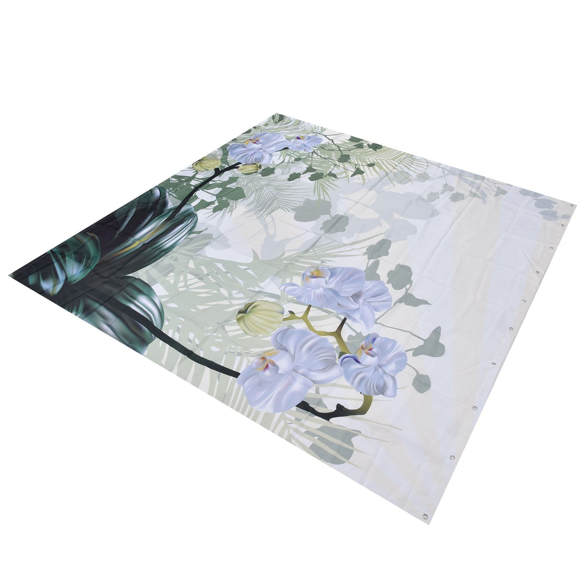 Flower Plants Pattern Shower Curtain Waterproof Polyester Bathroom Curtain with Hooks180x200cm