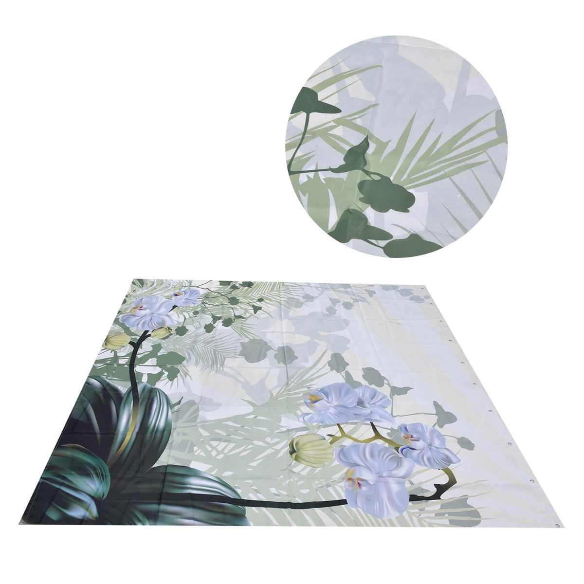 Flower Plants Pattern Shower Curtain Waterproof Polyester Bathroom Curtain with Hooks180x200cm