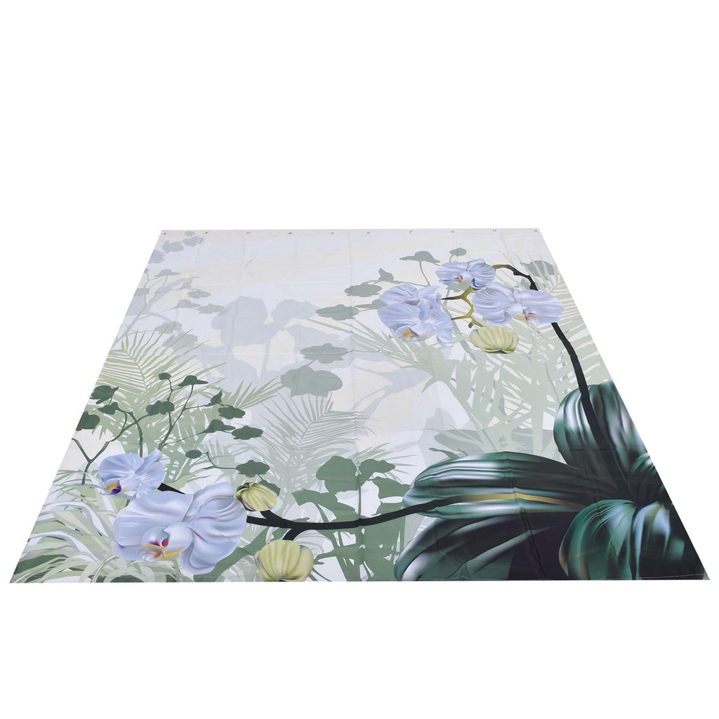 Flower Plants Pattern Shower Curtain Waterproof Polyester Bathroom Curtain with Hooks180x200cm