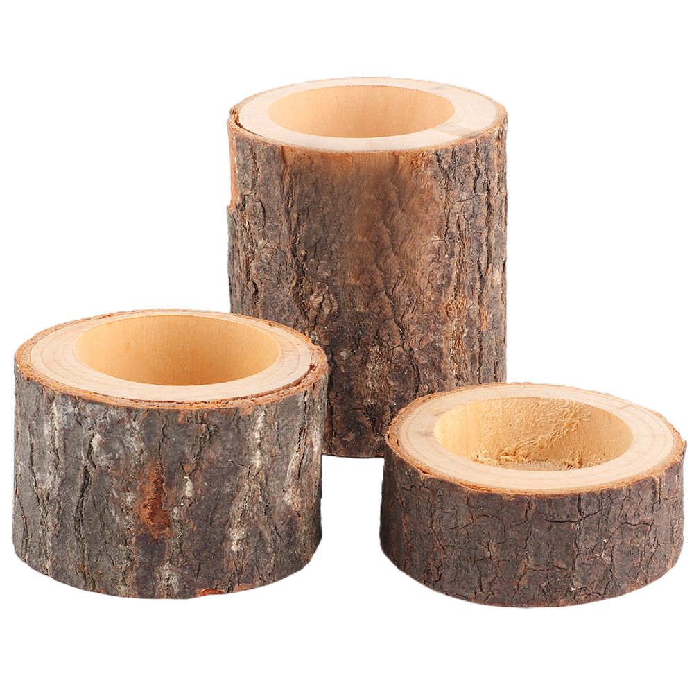 3pcs/Set Wooden Candle Stand Tea Light Candle Holders for Rustic Wedding Party Birthday Holiday