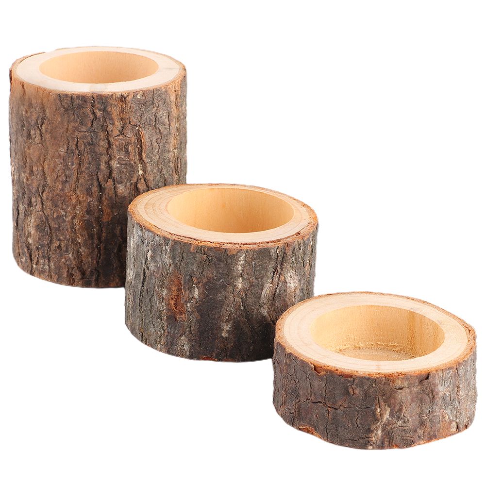 3pcs/Set Wooden Candle Stand Tea Light Candle Holders for Rustic Wedding Party Birthday Holiday