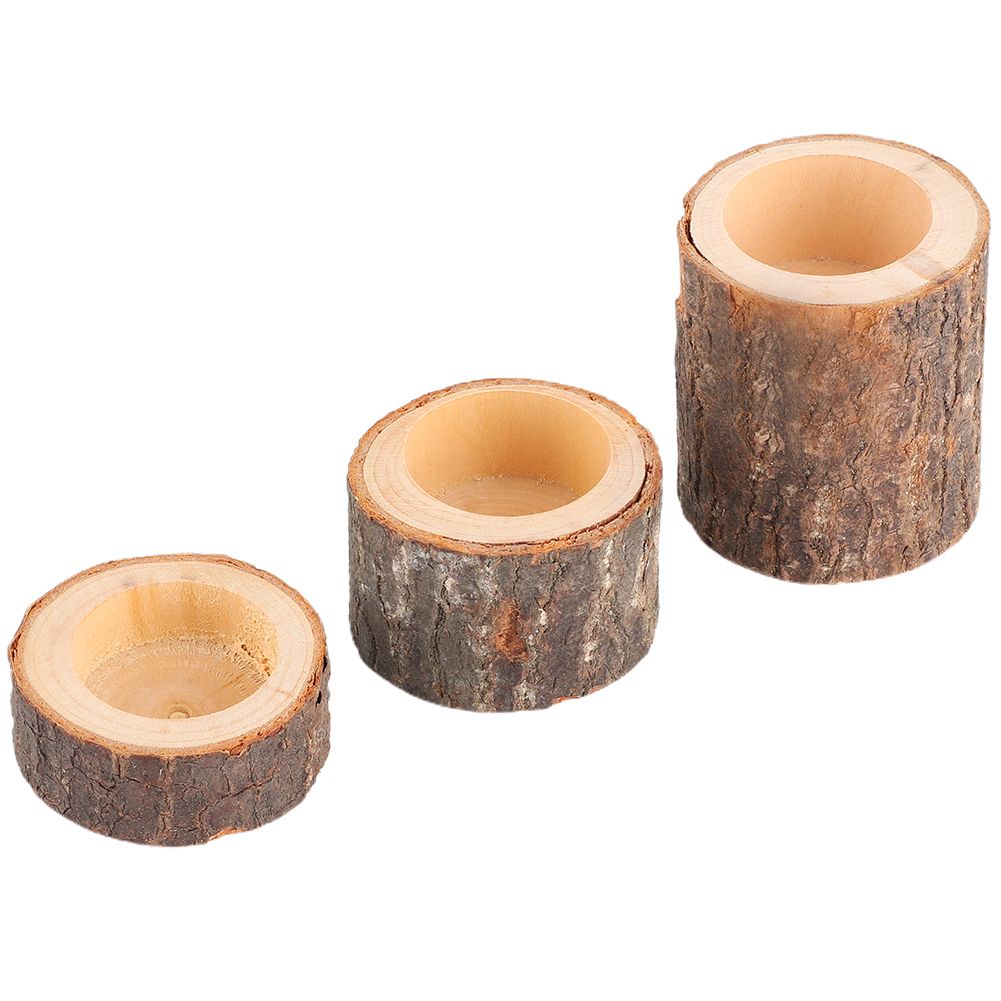 3pcs/Set Wooden Candle Stand Tea Light Candle Holders for Rustic Wedding Party Birthday Holiday