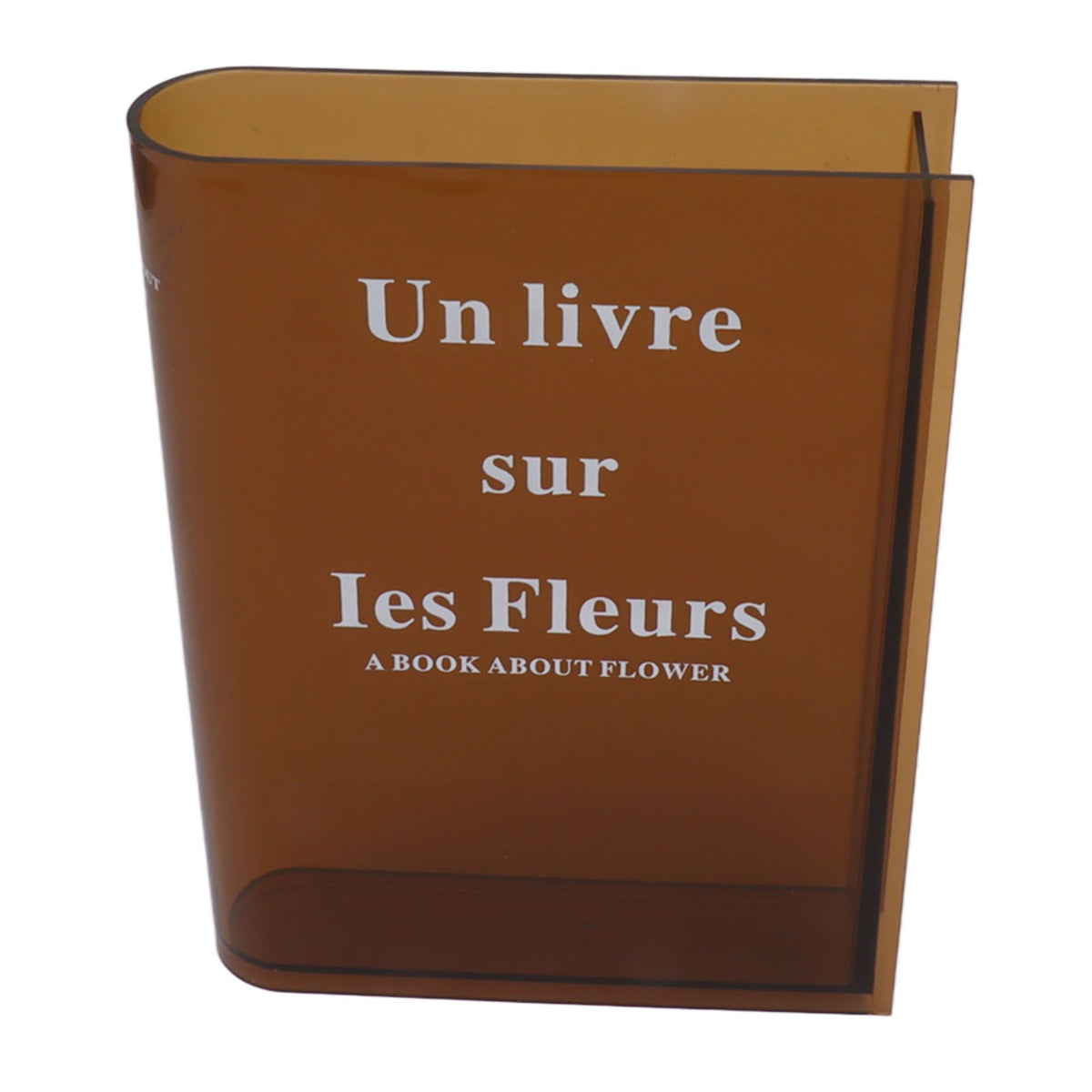 Book Vase for Flowers Acrylic Decorative Transparent Clear Book Shape Flower Vase for Home Living Room Office Brown