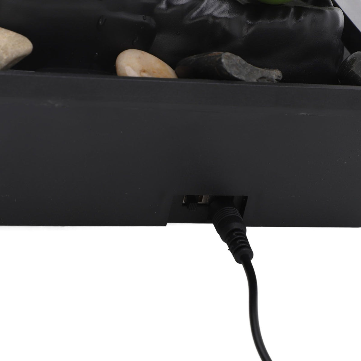 Tabletop Waterfall Fountain with LED Yellow Lights Simulated Succulent Circulating Flowing Water USB Powered Indoor Water Fountain with Rocks