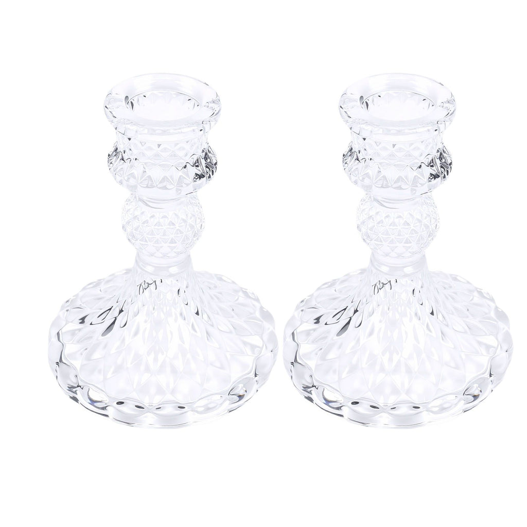 Candlestick Holders Set Clear Glass Taper Candle Holders for Wedding Party Romantic Dinner Festival Windowsill Decor 2pcs